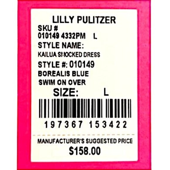 Lilly Pulitzer Kailua Smocked Dress in Borealis Blue NWT - Size Large - Picture 8 of 9